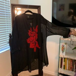 Sheer black high-low top